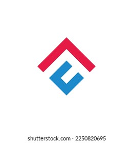 letter c arrow up geometric square logo vector 