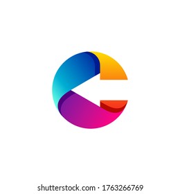 letter C and arrow with gradient style for your business