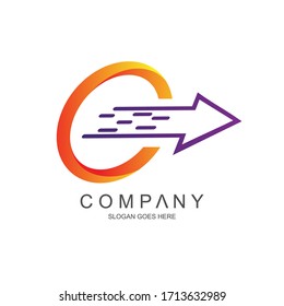 Letter c with arrow logo design