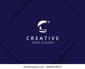 Letter C with arrow logo design. Monogram Letter C logo template