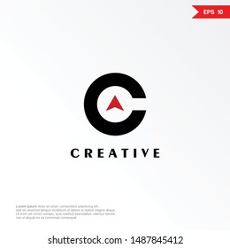 Letter C with arrow logo icon design. Creative minimalism logotype icon symbol. eps10