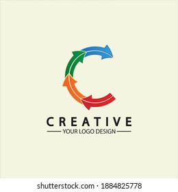 Letter C arrow logo icon vector illustration  design template