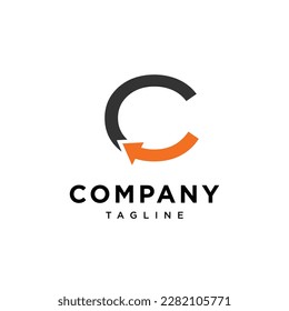 Letter C and arrow logo icon vector template.