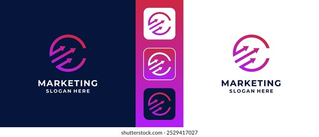 Letter C arrow logo icon design template elements.
