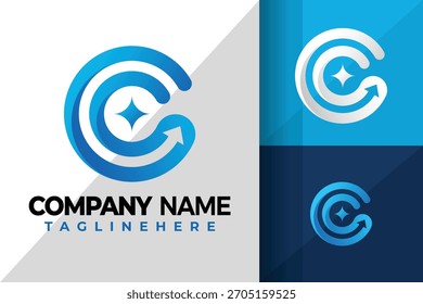Letra C Flecha Logos Diseño Elemento Ilustración vectorial de stock