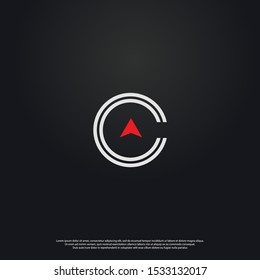 Letter C arrow modern Logo icon monogram design. Vector graphic design template element. black background.