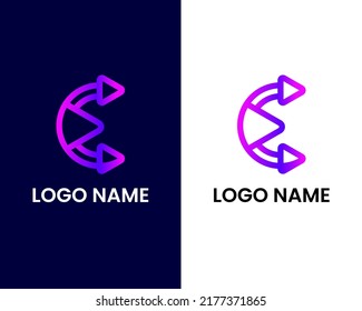 letra c con plantilla de diseño de logotipo moderno con flecha