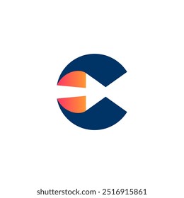Letter C with an arrow pointing right - editable logo design vector