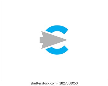 Diseño del logotipo de la flecha C de la letra sine. Diseño de iconos