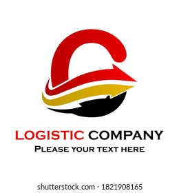 Letter c with arrow. suitable for transporation, logistic, delivery, agency