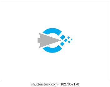 Letter C arrow techonology  logo design. Icon design