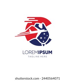 Letter C Australia Map Travel Flight Airplane Logo Design Vector Icon Graphic Symbol Illustration