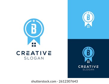 Letter C and B or CB with star, house and award logo design