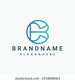 letter C  B line art gradient logo design