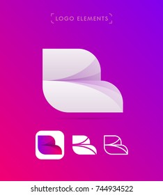 Letter C and B logo template. Vector abstract origami style. Application icon