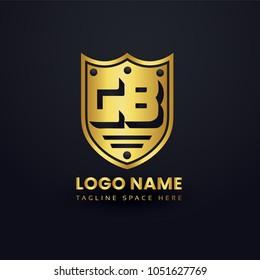 Letter C and Letter B Logo Vector with Gold Emblem Shield Design Abstract.