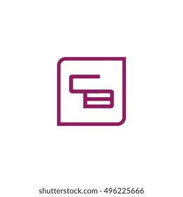 The letter C and B Monogram With Frame Square. Logo Design Template Purple
