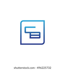 The letter C and B Monogram With Frame Square. Logo Design Template Blue