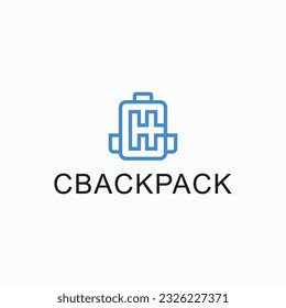 letter c with a backpack logo design vector silhouette illustration