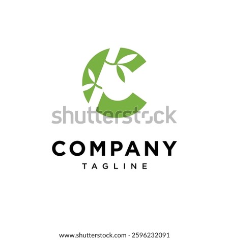 Letter C Bamboo Logo Icon Vector
