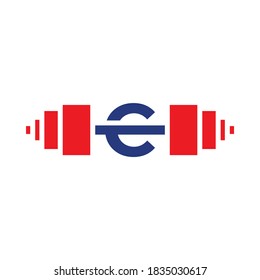 Letter C Barbell Logo Template Vector