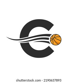 Letter C Basket Ball Logo Design For Basket Club Symbol Vector Template. Basketball Logo Element