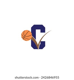 Letter C with basketball logo.	