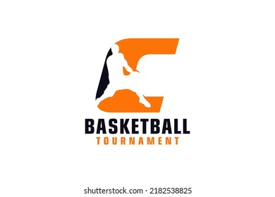 Letter C with Basketball Logo Design. Vector Design Template Elements for Sport Team or Corporate.