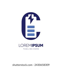 Buchstabe C Batterie-Logo-Design Vektor-Symbol Grafik-Emblem-Illustration
