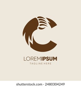 Letter C Bear Hand Claw Logo Design Vector Icon Graphic Emblem Symbol Illustration