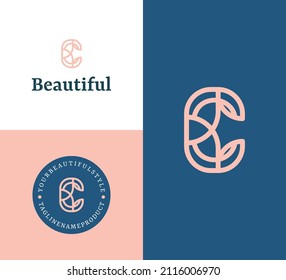 Letter C with beauty design logo illustration vector