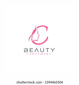 Letter C beauty Face Logo Design Vector Icon