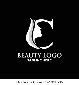 Letter C Beauty Face Logo Design Template Inspiration, Vector Illustration.