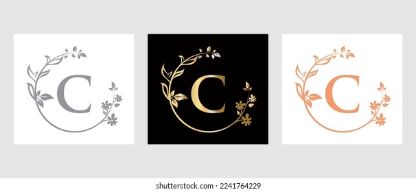 Letter C Beauty Logo for Decorative, Flower, Spa Template