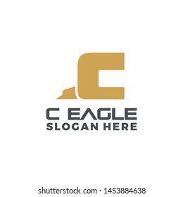the letter C becomes a logo with an eagle image