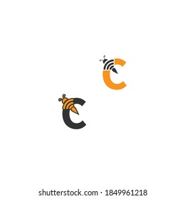 Letter C bee icon  creative design logo illustration