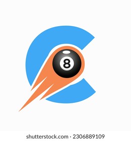 Letter C Billiard Sports Team Club Logo. 8 Ball Pool Logo Design Template