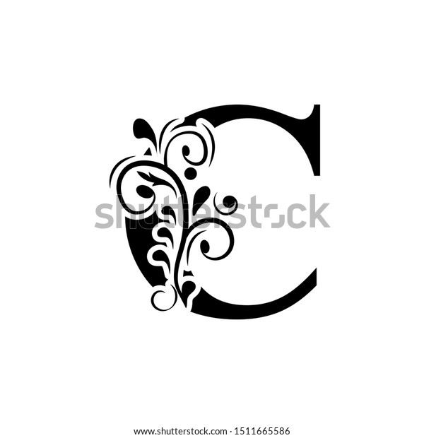 Letter C Black Flower Alphabet Beautiful Stock Vector (Royalty Free ...