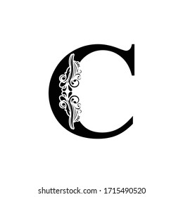 letter C. Black letters.  flower   beautiful capital alphabet 