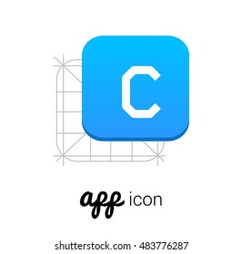 Letter C Blue Mobile App UI/UX Button Corporate Logo / Icon Design