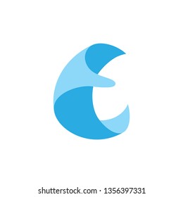 letter c blue wavy 3d logo vector