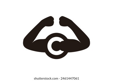 Letter C Bodybuilding Logo. Fitness Gym Logo Design Concept. Icon Symbol Vector Illustration.