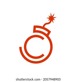 der Buchstabe c und ein Bombenlogo