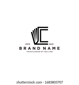 letter C and book logo design vector template