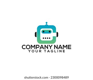 Letter C bot logo design concept. Creative Virtual assistant and Artificial intelligence vector illustration.