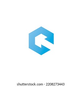 Letra C Box y flecha apuntando hacia arriba Diseño del logotipo. Representar a Grow. Para entrega embalaje transporte criptodivisa Tecnología Blockchain Hexagon etc.