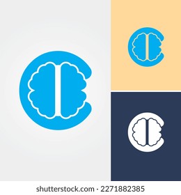 Letter C Brain Logo Design Vector
