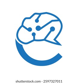 Letter C Brain Logo Design Vector Template