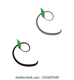 Letter C and branch of tree with leaf  logo  icon design - vector sign.