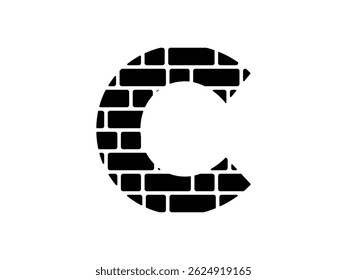 letter C brick wall symbol icon design vector isolated transparent background